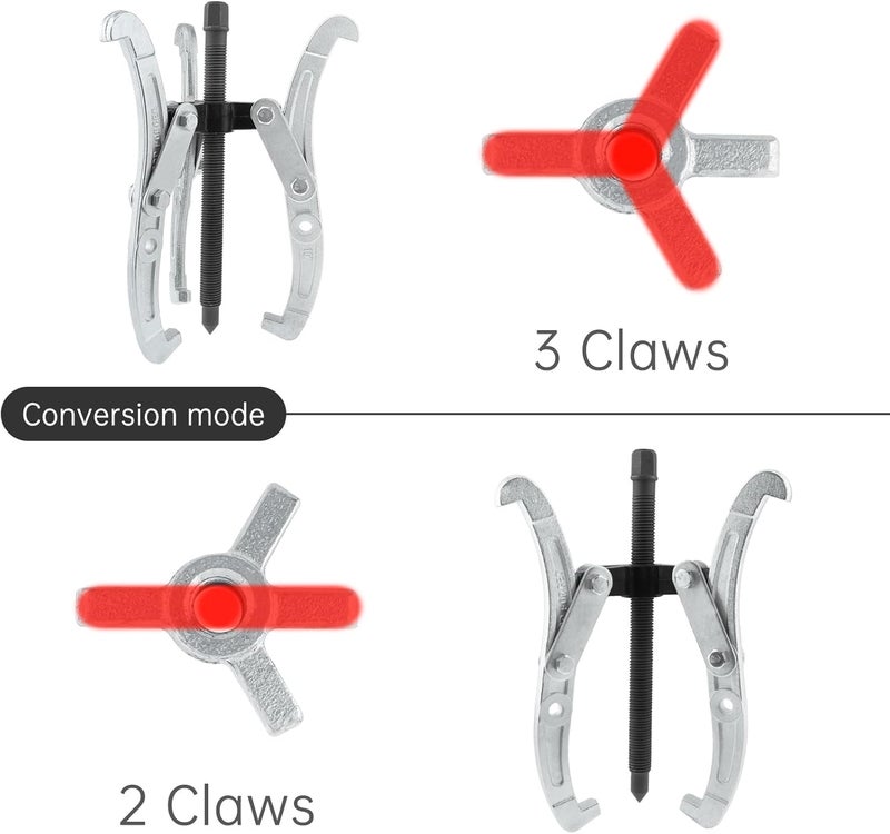 ChgImposs 10 Inch 3-Jaw Gear Puller, 2 Jaw 3 Jaw Puller for Pulley Gears Bearings and Flywheels, Heavy Duty Pulley Puller with Reversible Jaws, High Carbon Steel Removal Tool Bearing Puller Tool - Image 3